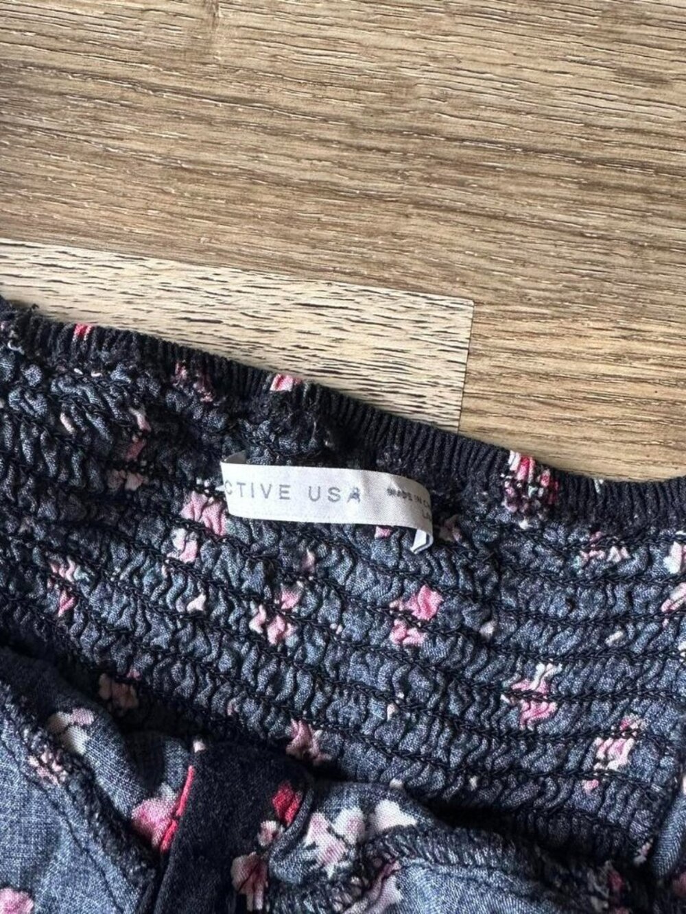 Active USA Floral Black and Pink Cute Button-Up Tank Top - Picture 4 of 5